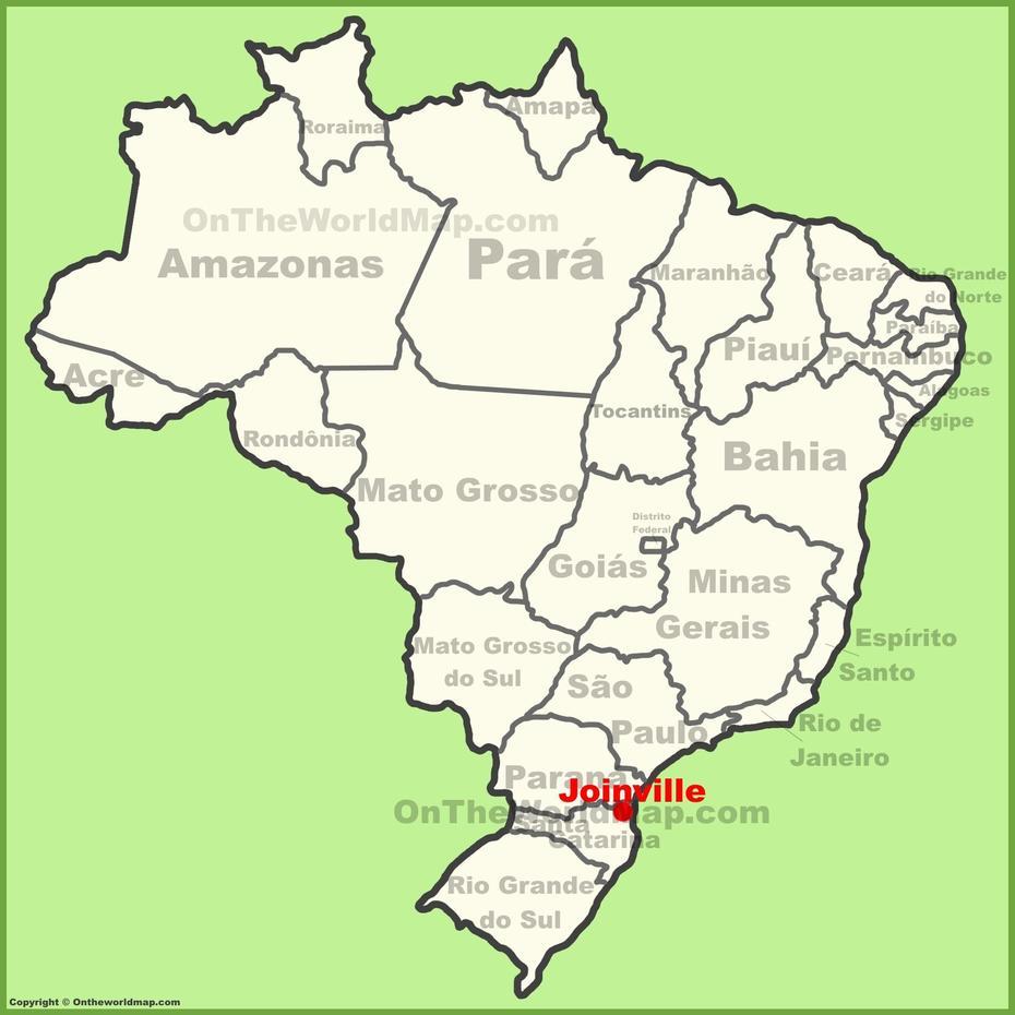 Joinville Location On The Brazil Map, Joinvile, Brazil, Joinville Sc, Joinville France