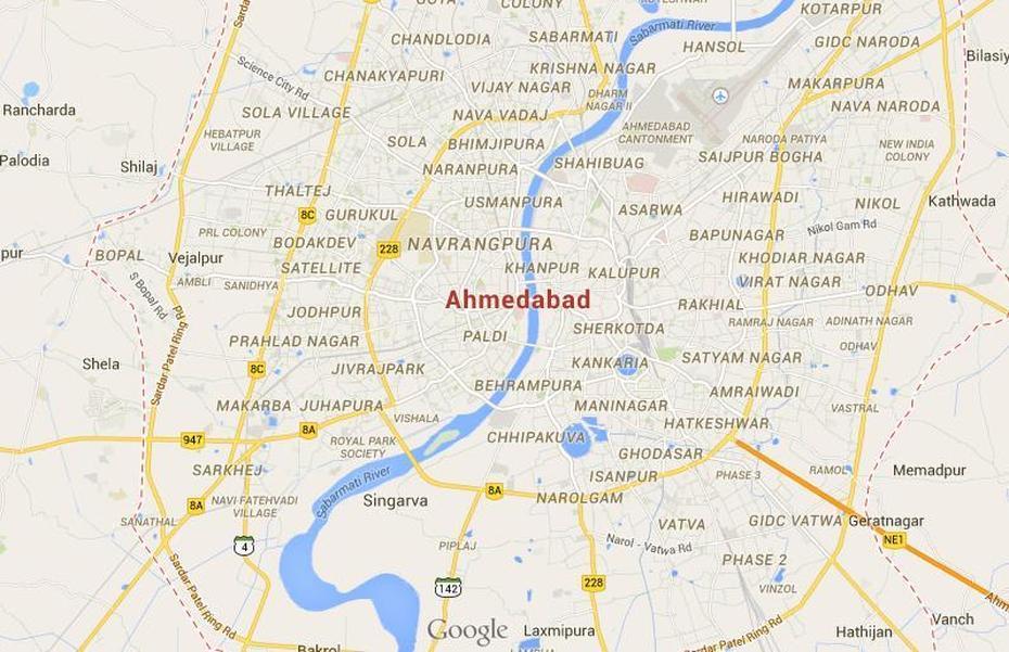 Map Of Ahmedabad, Ahmedabad, India, Ahmedabad West, Mumbai India