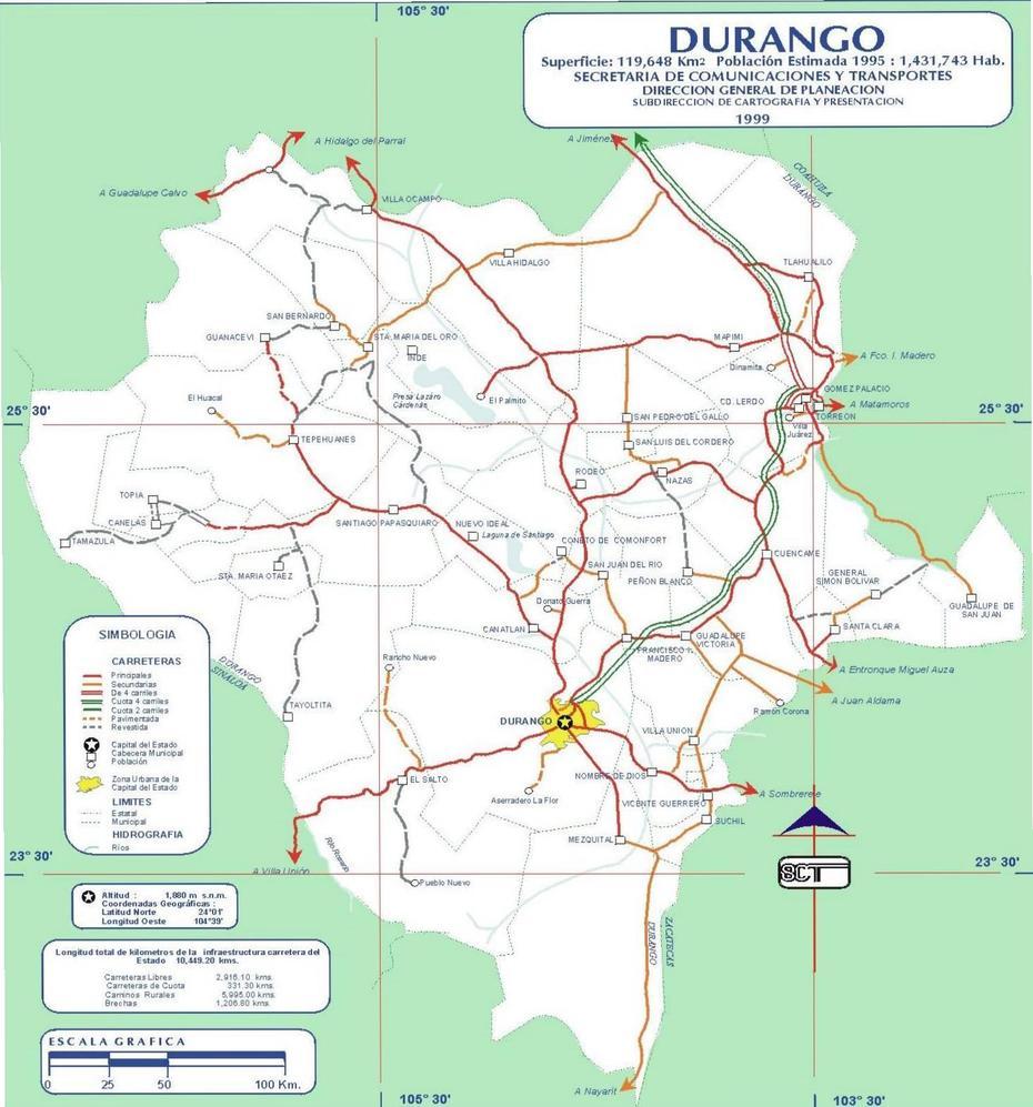 Map Of Durango – Mexconnect, Durango, Mexico, Durango A, A De Durango