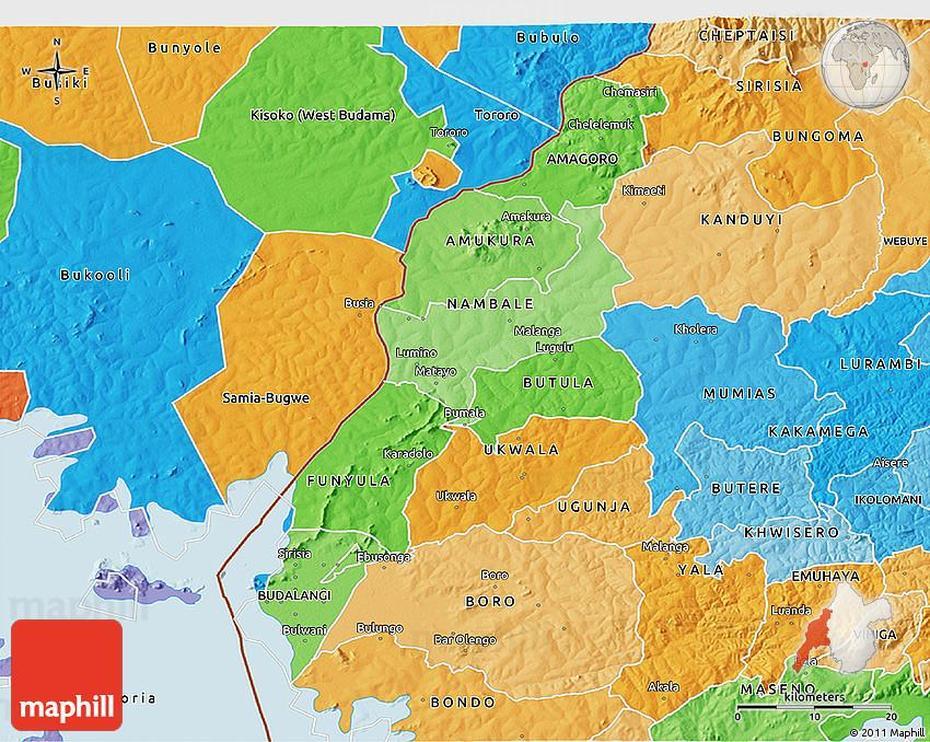 Political Shades 3D Map Of Busia, Busia, Kenya, Kenya Borders, Kisumu Kenya