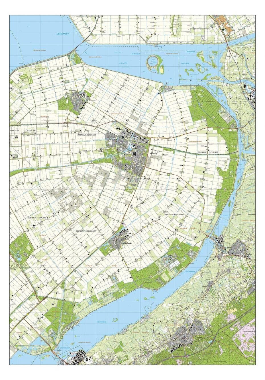 Topografische Kaart Dronten – Vector-Map De Online Kaarten Shop!, Dronten, Netherlands, Netherlands Reclaimed Land, Dronten Nl