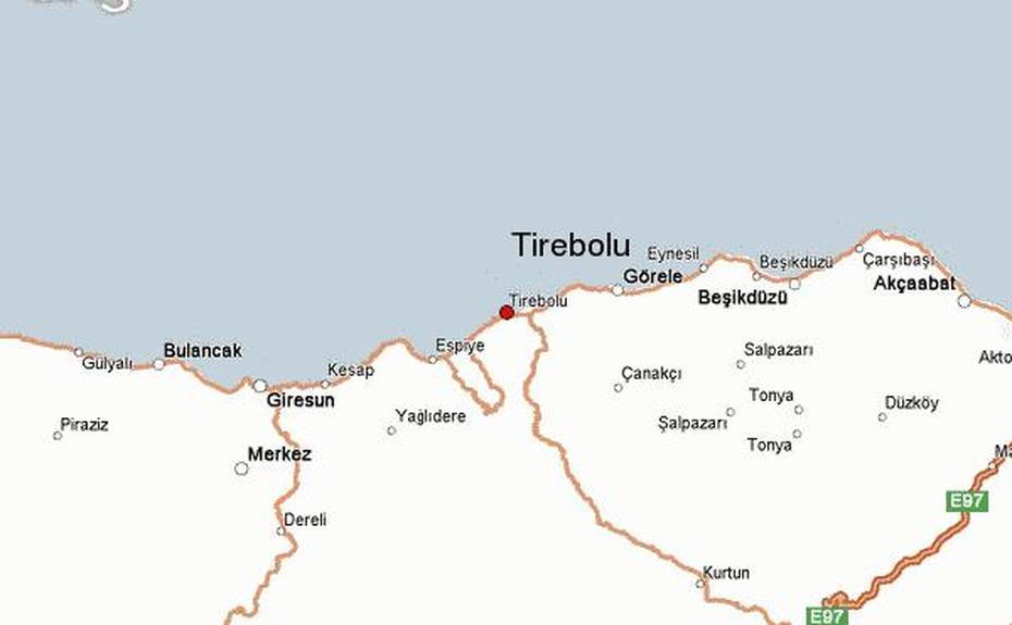 Turkey  Outline, Turkey  With Cities, Location Guide, Tirebolu, Turkey