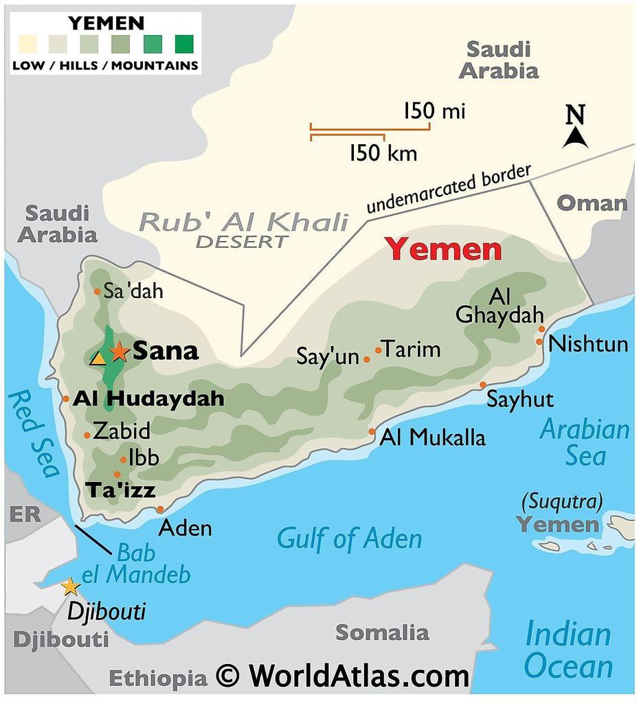 Yemen  Outline, Yemen In World, World Atlas, Ja‘Ār, Yemen