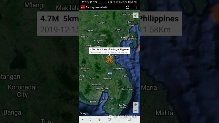 4.7 Earthquake Sulop, Philippines 15-12-19 – Youtube, Sulop, Philippines, Free Printable  Philippines, Manila
