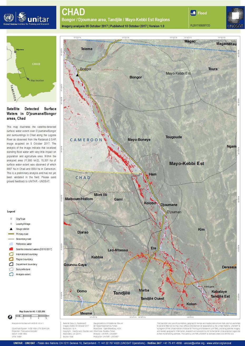 B”Satellite Detected Surface Waters In Djoumane/Bongor Areas, Chad | Unitar”, Bongor, Chad, Sarh Chad, Bongor Tchad