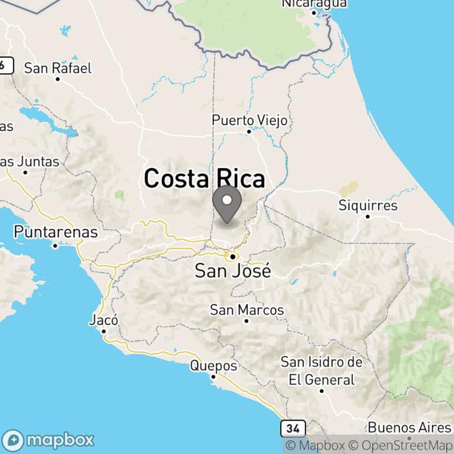 Carte Costa Rica, Puntarenas Costa Rica, A, Quesada, Costa Rica