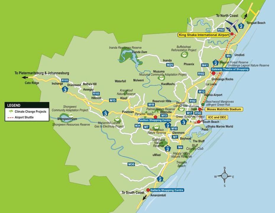 Durban Map Tourist Attractions – Toursmaps, Durban, South Africa, Durban North, Namibia South Africa