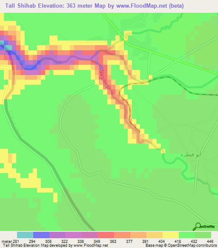 Elevation Of Tall Shihab,Syria Elevation Map, Topography, Contour, Tall Salḩab, Syria, Israel- Syria, Aleppo Syria