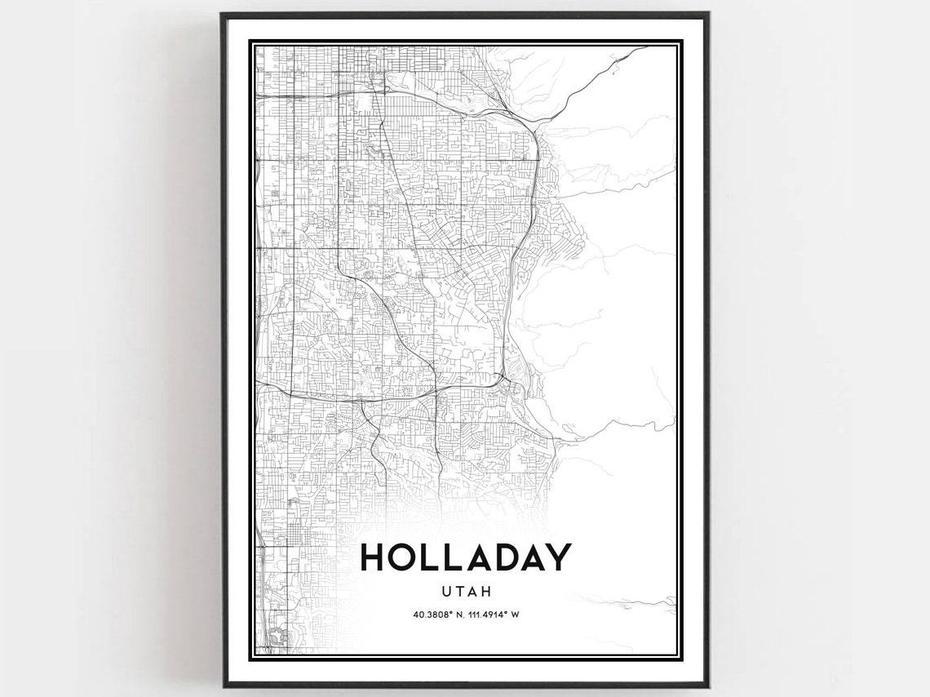 Holladay Map Print Holladay Map Poster Wall Art Ut City | Etsy, Holladay, United States, Showing United States, United States  Color