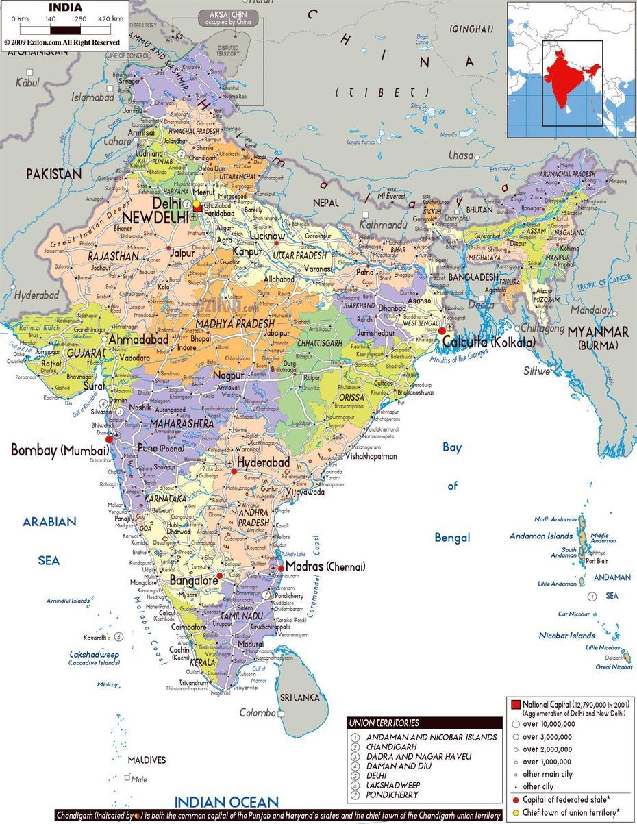 Large Political And Administrative Map Of India With Roads, Cities And …, Wāris Alīganj, India, Wari  Civilization, Wari  Tribe