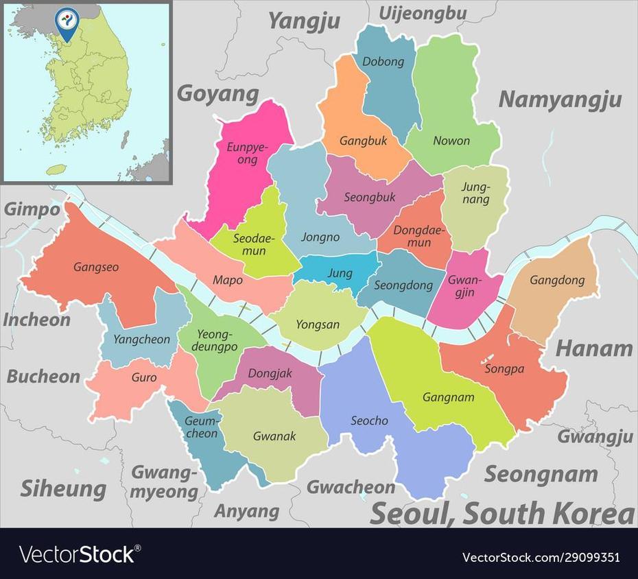 Map Seoul South Korea Royalty Free Vector Image, Seoul, South Korea, South Korea Blank, North Korea Asia