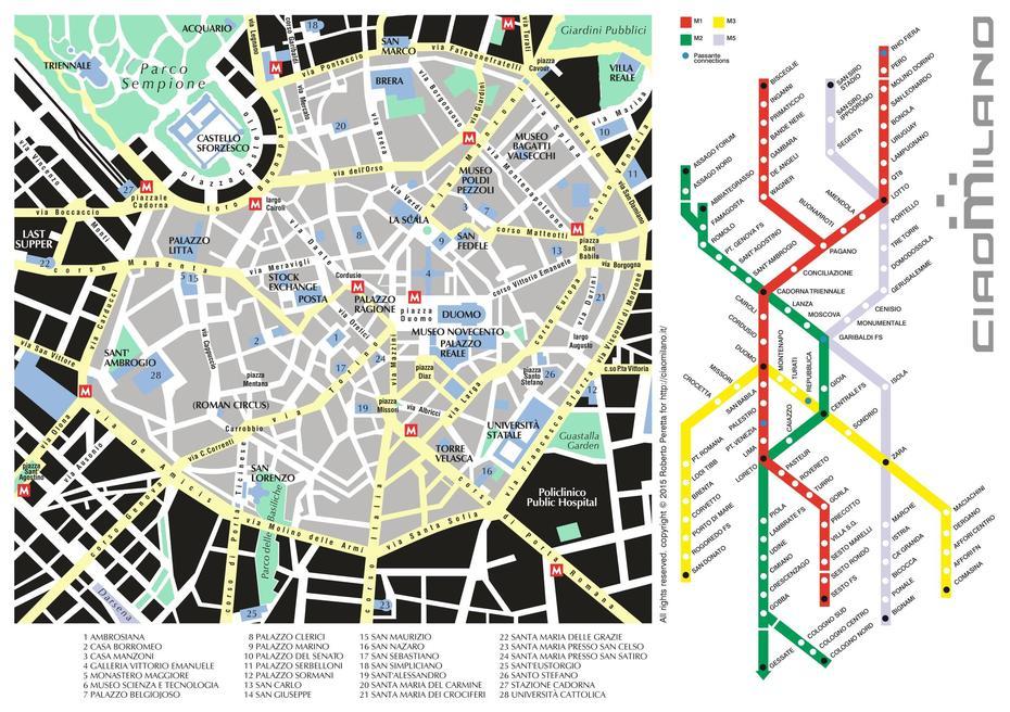 Milan Tourist Map, Milan, Italy, Milan Italy Metro, Milan World