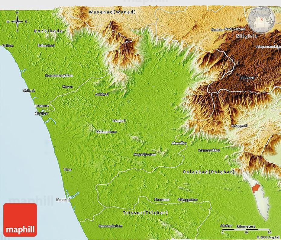 Physical 3D Map Of Malappuram, Mālpura, India, Indian Food Dessert Recipes, Fusion  Food