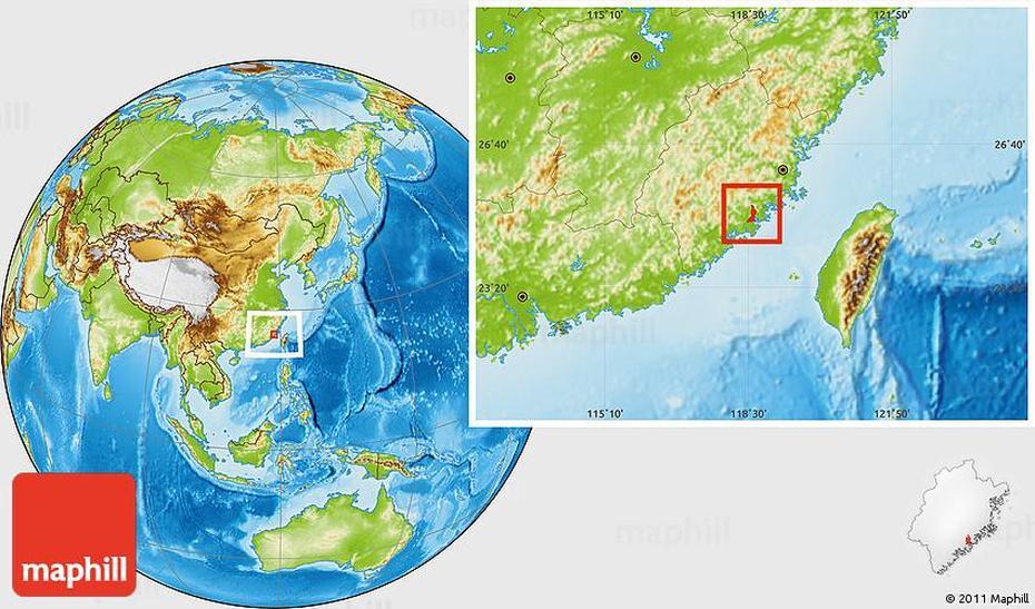 Physical Location Map Of Quanzhou Shi, Shuizhai, China, China  Black, China  Transparent