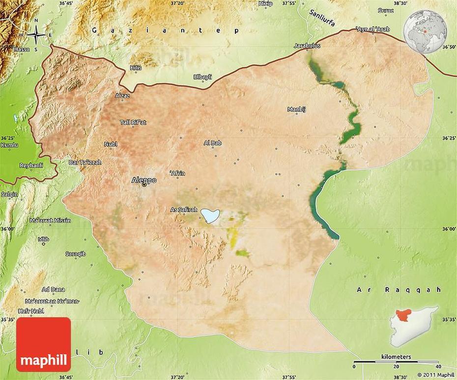 Satellite Map Of Aleppo (Halab), Physical Outside, Aleppo, Syria, Syria  With Cities, Raqqa Syria