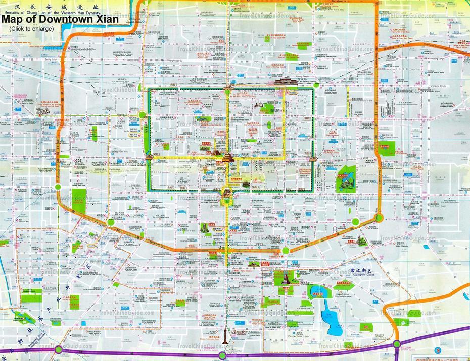 B”Xian Map Tourist Attractions – Toursmaps”, Xi’An, China, Xian City, Shaanxi China