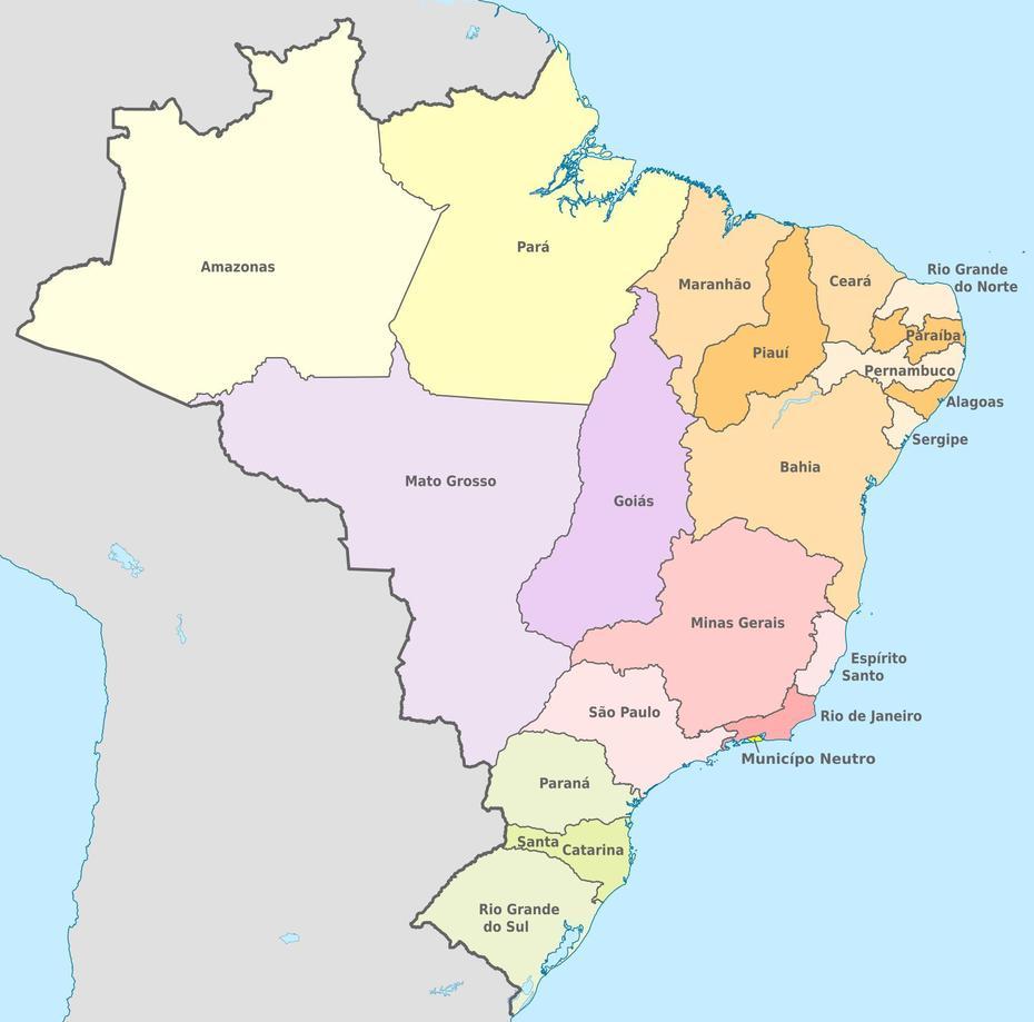 Brazil Provinces Map – Map Of Brazil Provinces (South America – Americas), Matões, Brazil, Mate  Drink, Brazilian  Tea