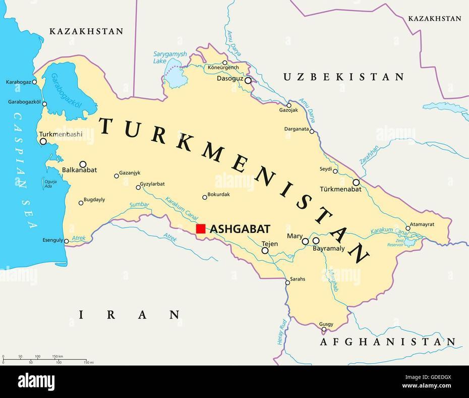Carte Politique Du Turkmenistan Ashgabat, Capitale Avec Les Frontieres …, Ashgabat, Turkmenistan, Turkmenistan Capital, Turkmenistan Images