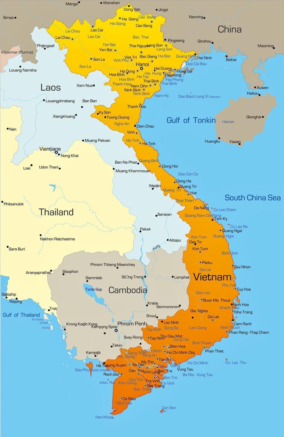 Cities Map Of Vietnam – Orangesmile, Hố Nai, Vietnam, Hoa Binh Vietnam, Thung Nai Hoa Binh