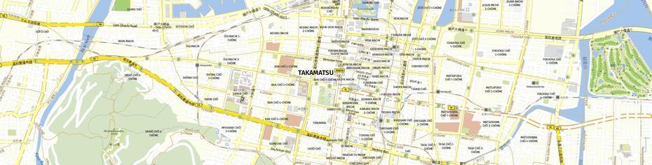 Download Map Takamatsu, Takamatsu, Japan, Kagawa Prefecture Japan, Shikoku