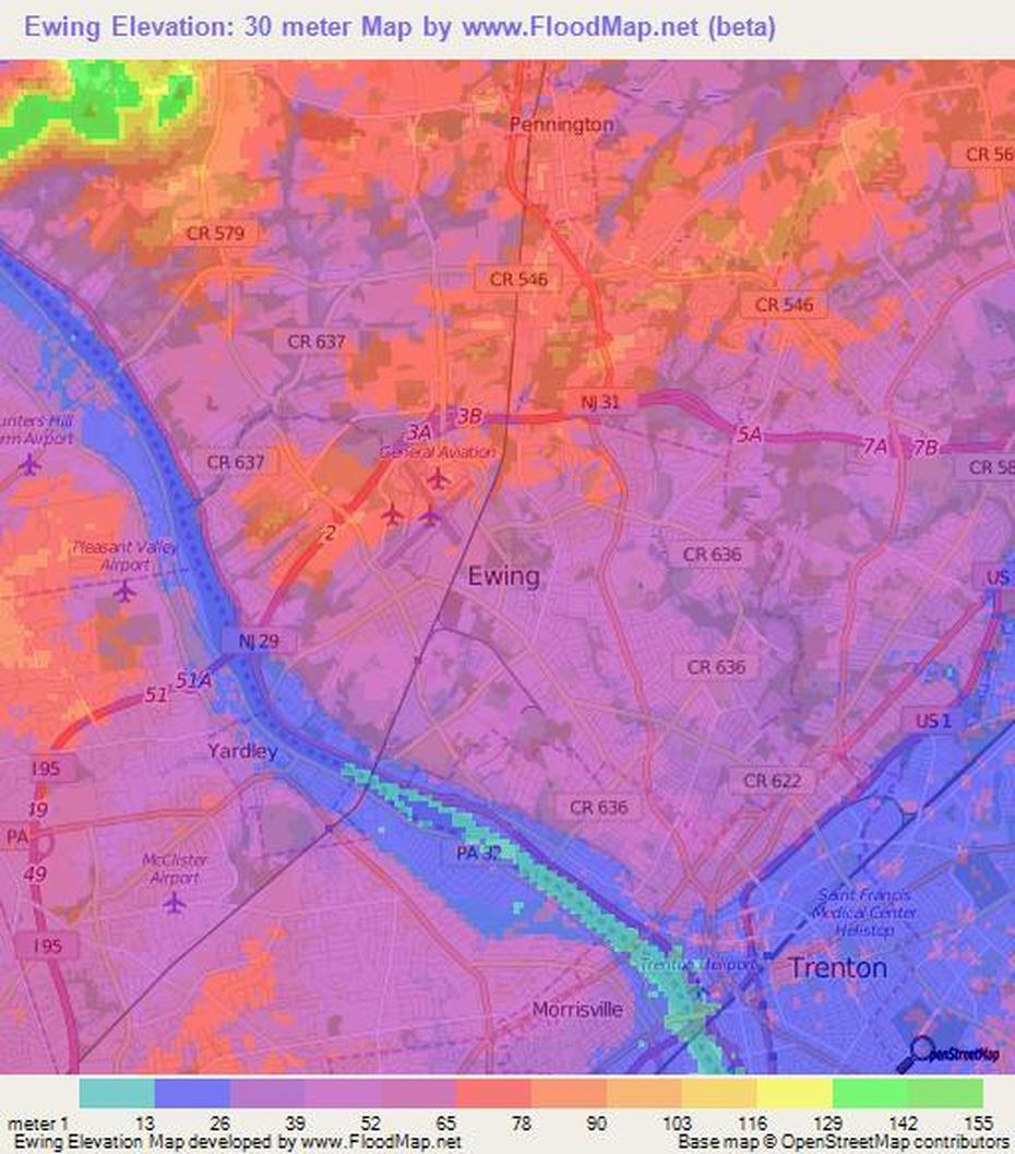 Elevation Of Ewing,Us Elevation Map, Topography, Contour, Ewing, United States, Ewing New Jersey, Ewing Virginia