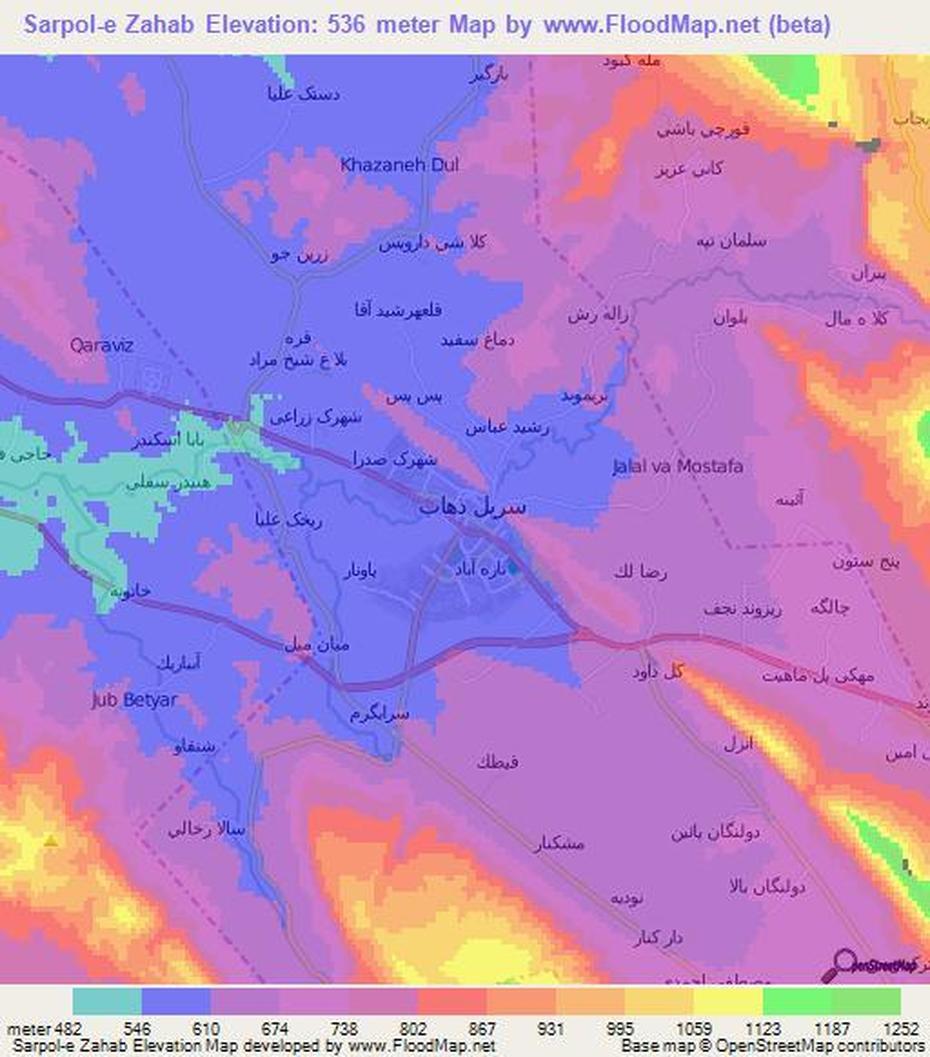 Elevation Of Sarpol-E Zahab,Iran Elevation Map, Topography, Contour, Sarpol-E Z̄Ahāb, Iran, Gilan Iran, Iran . Satellite