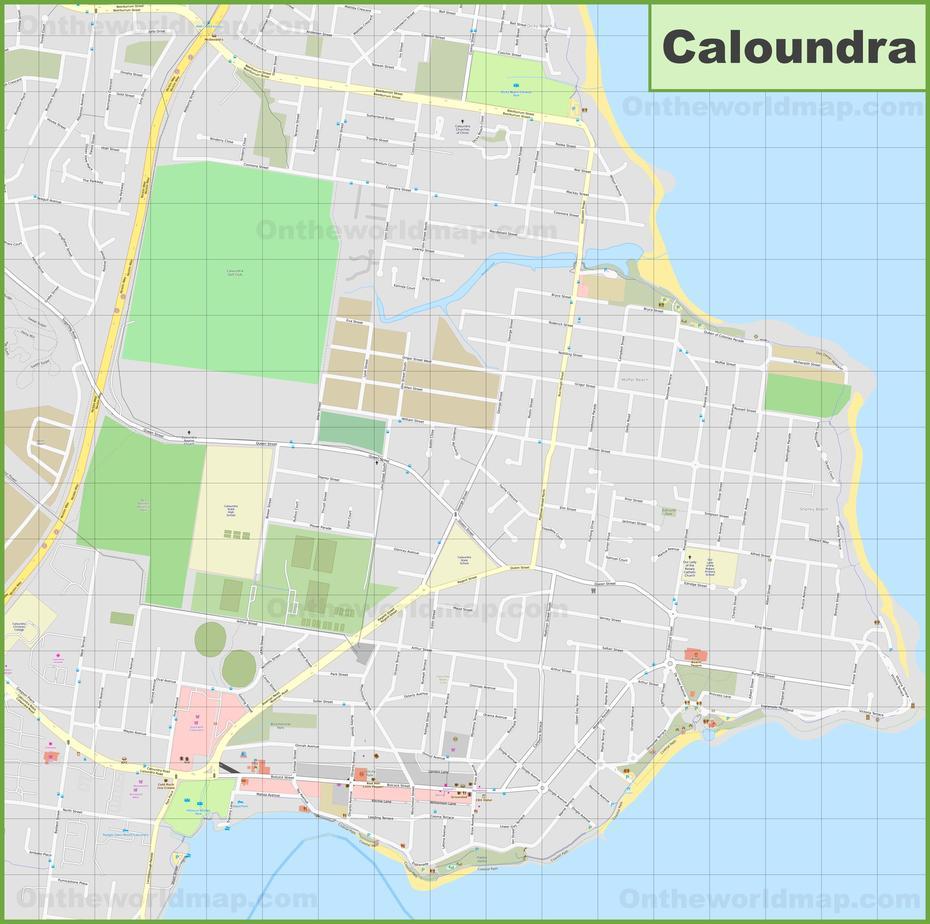 Large Detailed Map Of Caloundra, Caloundra, Australia, Of Caloundra, Caloundra Accommodation