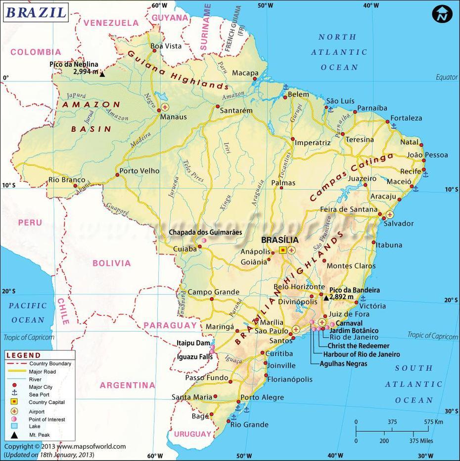 Map Of Brazil – Travelsmaps, Mundo Novo, Brazil, Novo Planeta, Bairro Novo Mundo