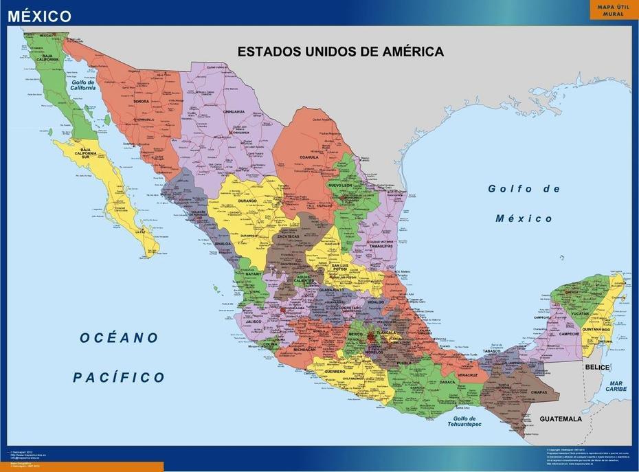 Mexico Wall Map | Laminated Wall Maps Of The World., Contla, Mexico, Mexico City Mexico, Show  Of Mexico