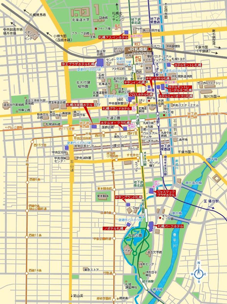 Sapporo Map Tourist Attractions – Travelsfinders, Sapporo, Japan, Sapporo Metro, Kyoto