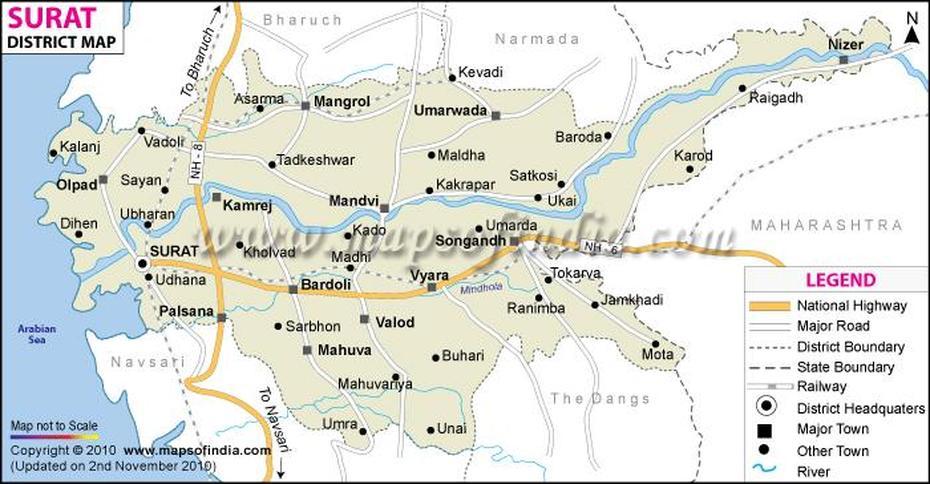 Surat Map And Surat Satellite Image, Sūrat, India, India Kart, Navsari