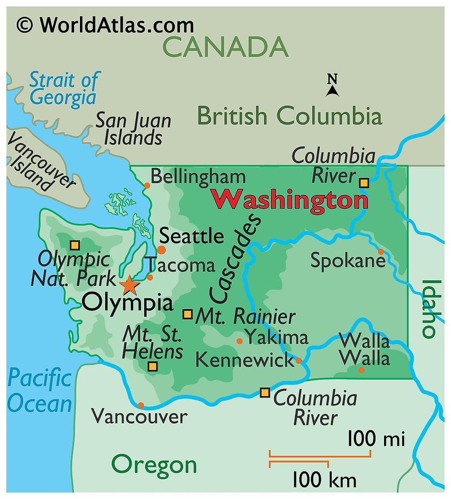 Washington Maps & Facts – World Atlas, Washington, United States, Washington State Large, United States Cities