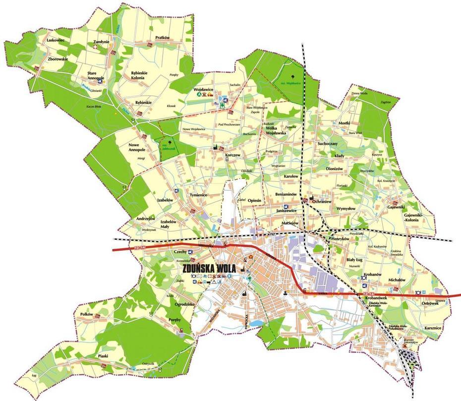 Zdunska Wola Mapa | Mapa, Zduńska Wola, Poland, Hamburger Zdunska Wola, Poland Political