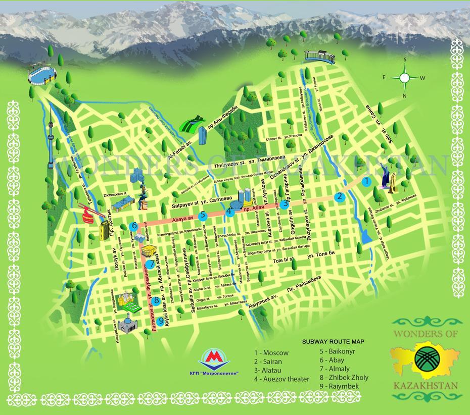 Almaty Sightseeing And Subway Map – Wondersofkazakhstan.Kz, Almaty, Kazakhstan, Kazakhstan Capital, Astana Kazakhstan
