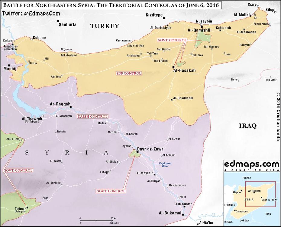 Battle For Northeastern Syria: The Territorial Control As Of June 6 …, Jayrūd, Syria, Iraq And Syria, Of Syria Area