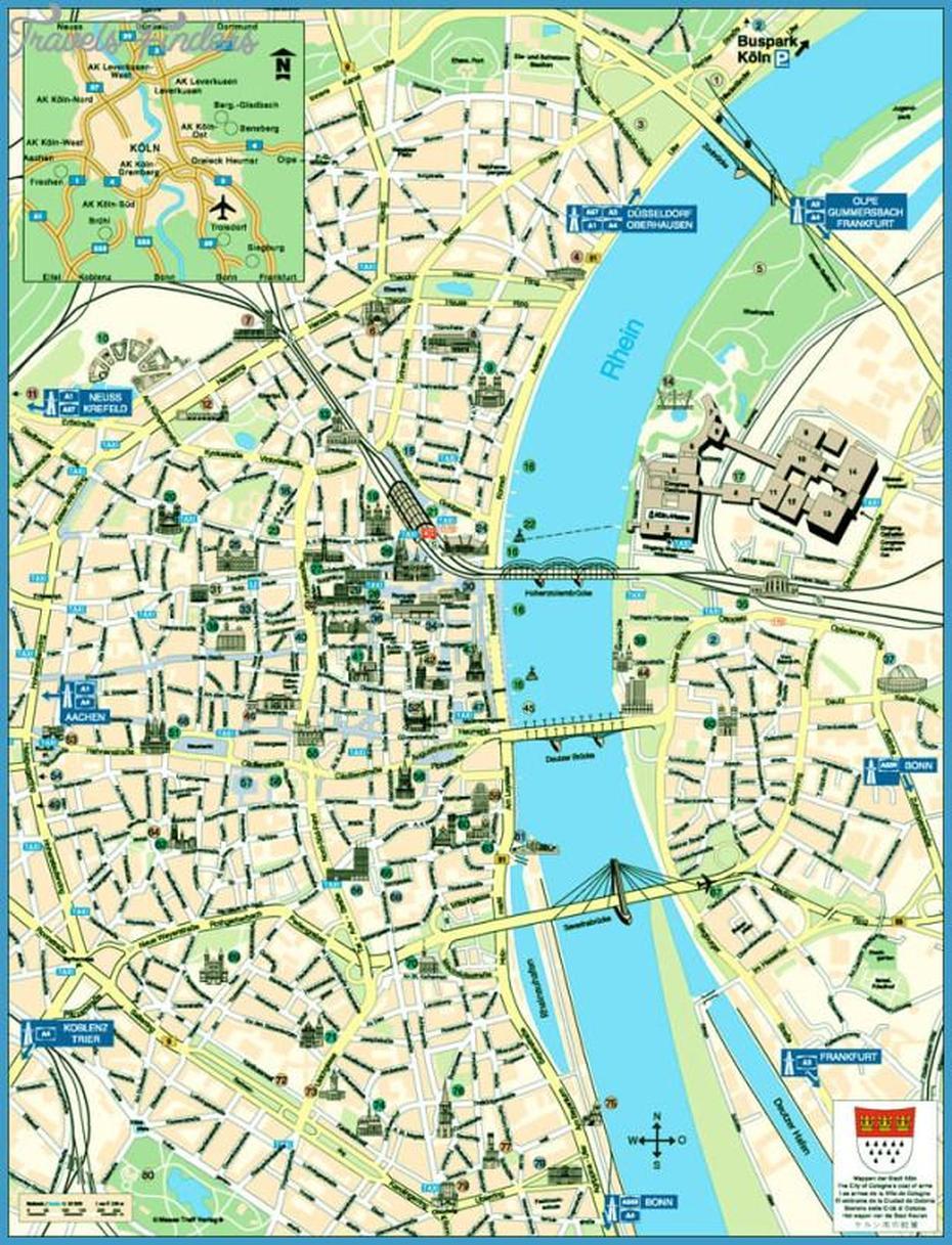 Cologne Map Tourist Attractions – Travelsfinders, Cologne, Germany, Cologne Germany Sightseeing, Cologne Tourist