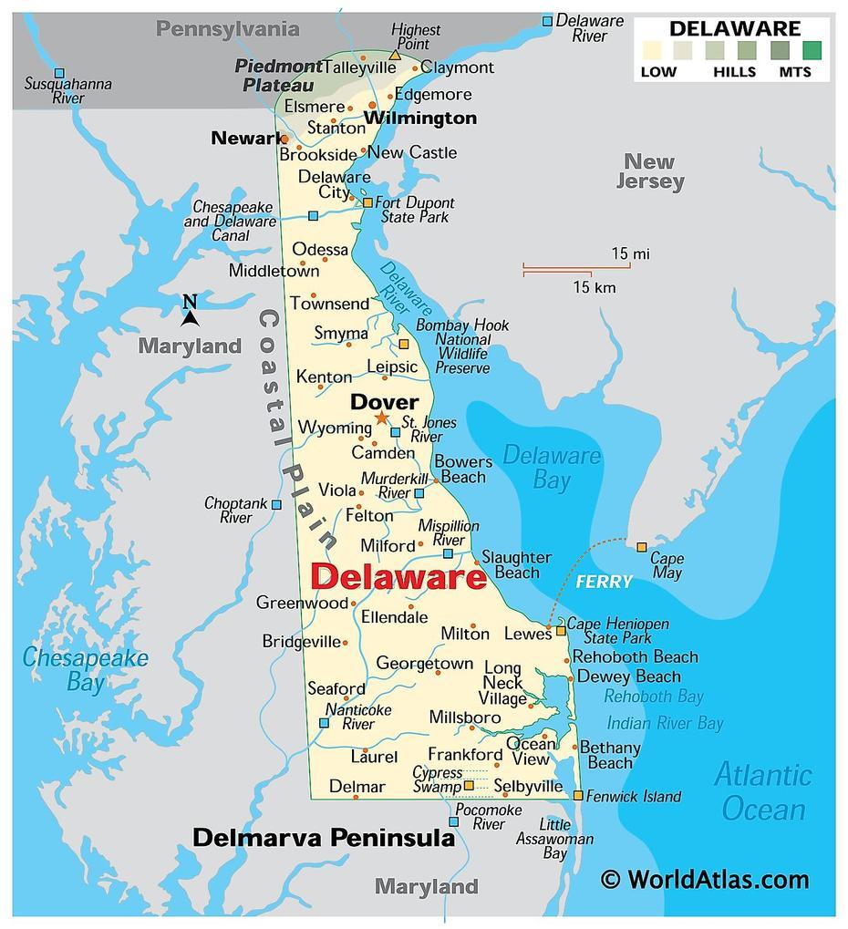 Delaware Maps & Facts – World Atlas, Delaware, United States, United States Cities, Delaware Cities