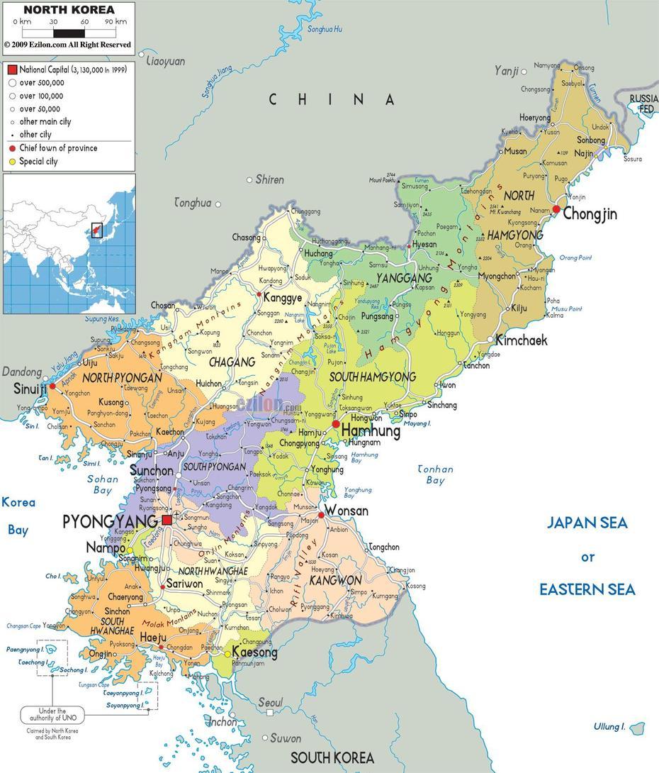 Detailed Political Map Of North Korea – Ezilon Maps, Tanch’Ŏn, North Korea, North Korea  Google, Dprk