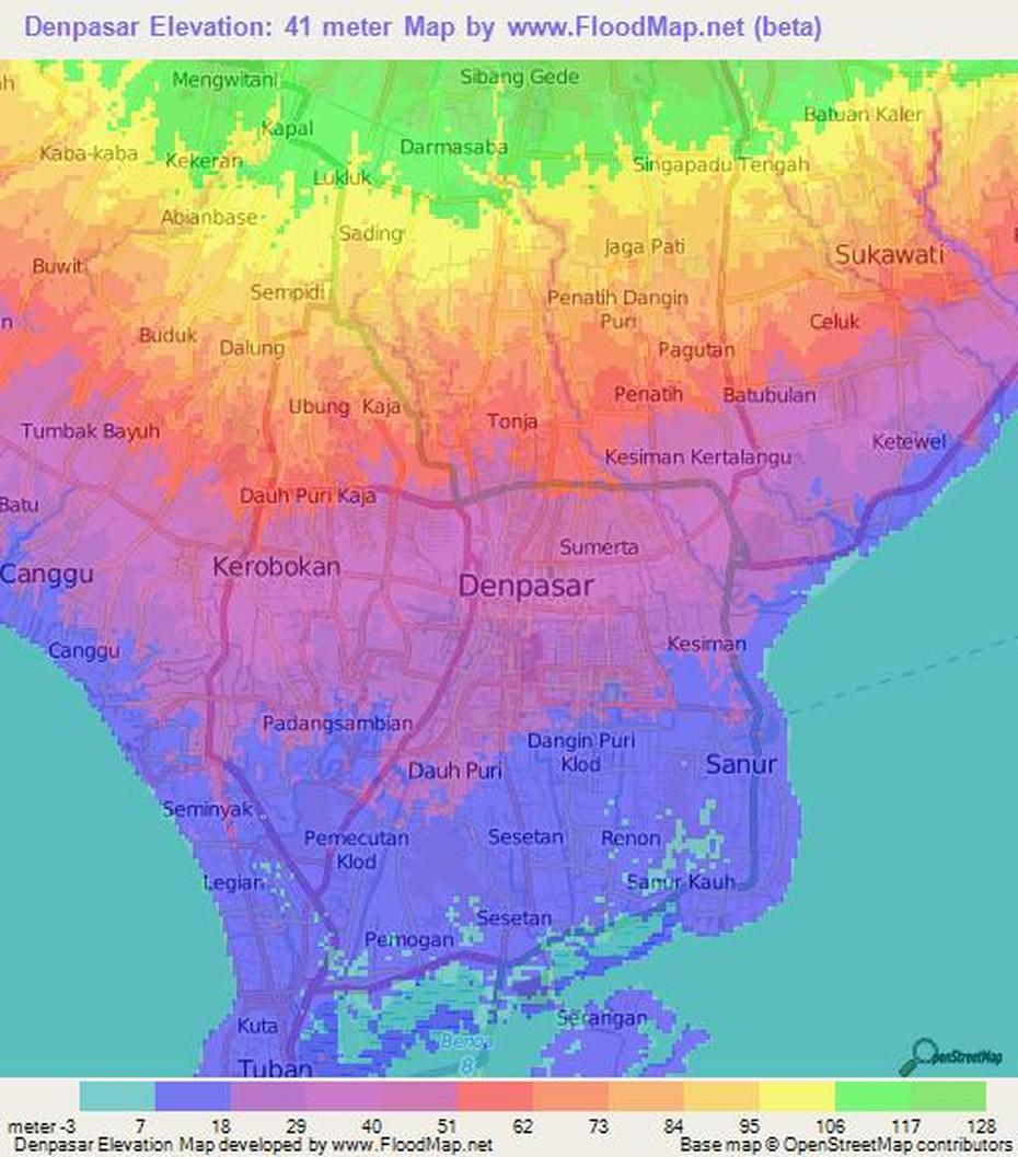 Elevation Of Denpasar,Indonesia Elevation Map, Topography, Contour, Denpasar, Indonesia, Bali Indonesia Beach Resorts, Denpasar Bali