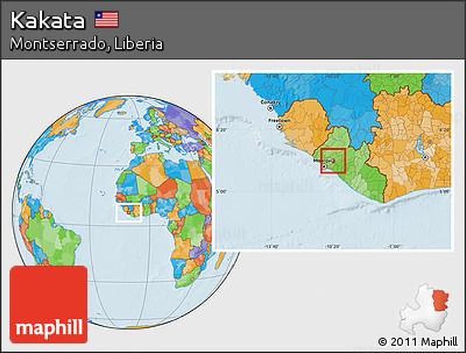 Free Political Location Map Of Kakata, Kakata, Liberia, Maryland County Liberia, Margibi County Liberia