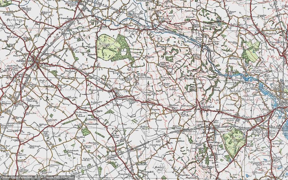 Historic Ordnance Survey Map Of Skelmersdale, 1923, Skelmersdale, United Kingdom, High Street Burton  On Trent, Stoke On Trent England