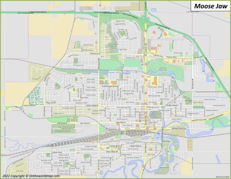 Moose Jaw Map | Saskatchewan, Canada | Detailed Maps Of Moose Jaw, Moose Jaw, Canada, City Of Moose Jaw, Moose Jaw Warriors