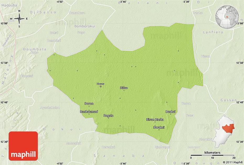 Physical Map Of Nouna, Lighten, Nouna, Burkina Faso, Burkina Faso Country, Burkina Faso City