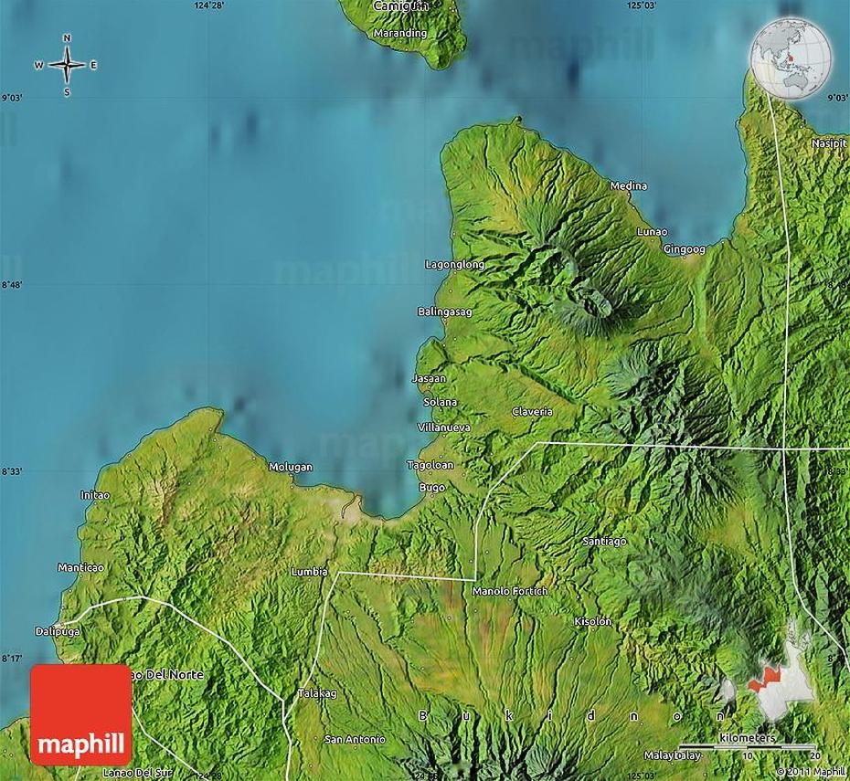 Satellite Map Of Misamis Oriental, Lagindingan, Philippines, Lagindingan, Philippines