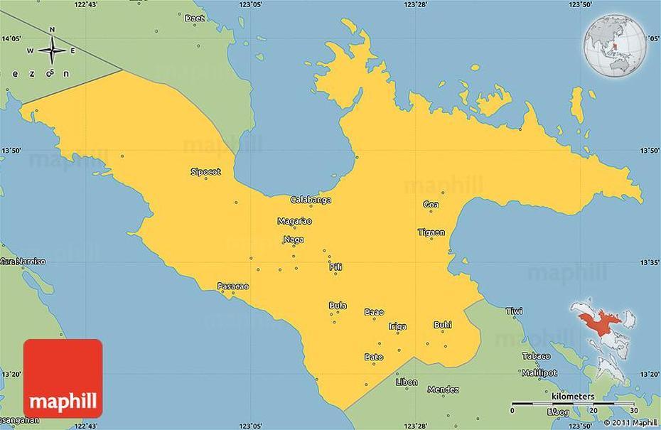 Savanna Style Simple Map Of Camarines Sur, Canaman, Philippines, Camarines Sur, Iriga  City