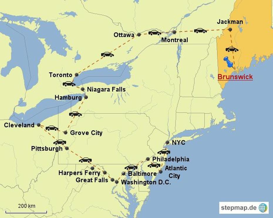 Stepmap – Brunswick – Landkarte Fur Usa, Brunswick, United States, East Brunswick, Brunswick Georgia