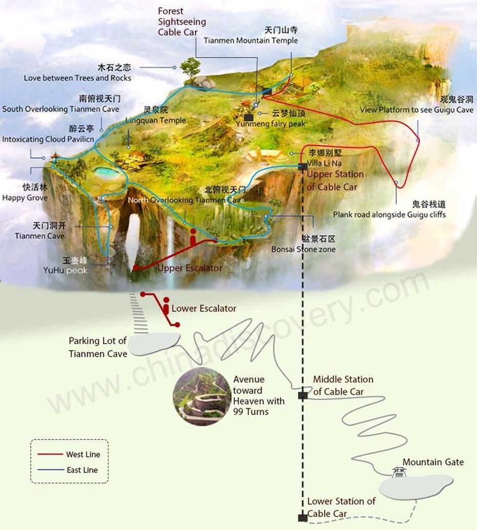 Tianmen Mountain, Tianmen Shan: Cable Car, Glass Skywalk, Tanmen, China, Simple  Of China, China  Drawing