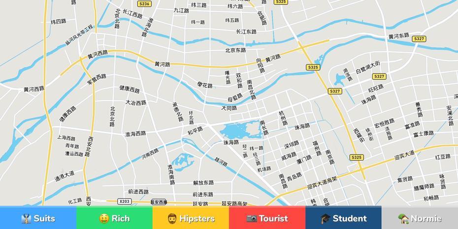 B”Huaian Neighborhood Map”, Huai’An, China, Liao River  China, China Lake