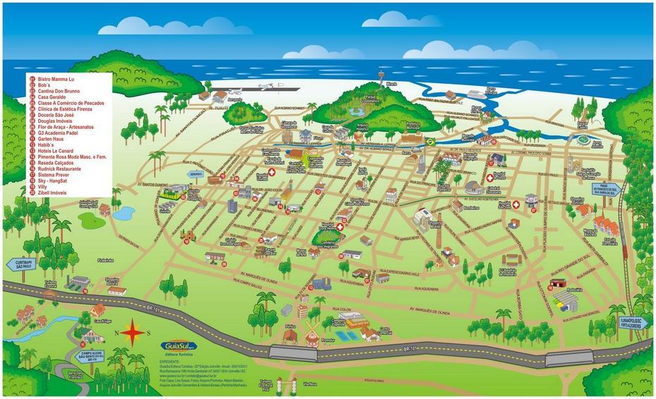 Brasil Mapa Turistico, Joinvile, Brazil, Joinville Santa Catarina, Blumenau Brazil