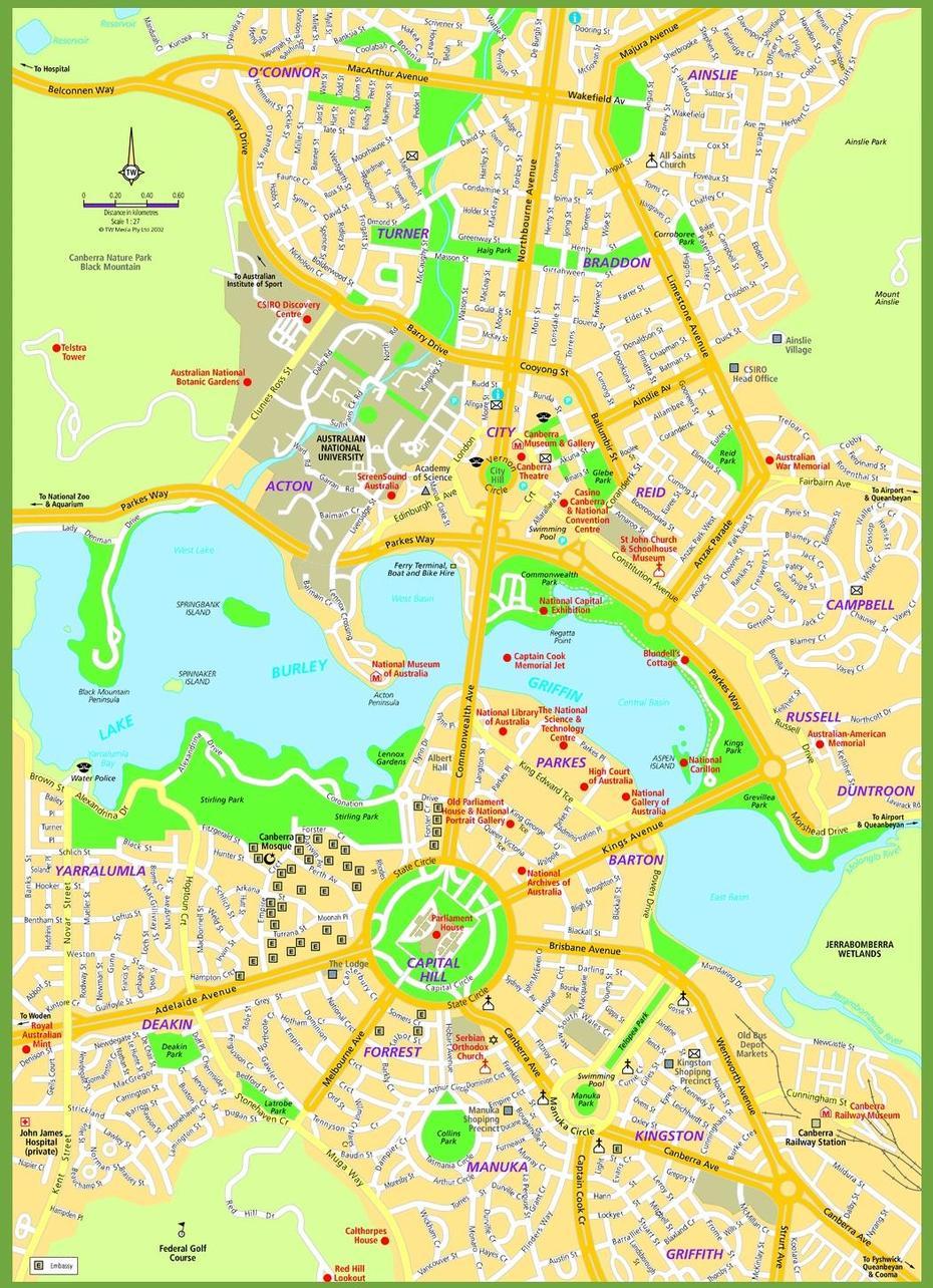 Canberra Street Map, Canberra, Australia, Street  Of Canberra, Canberra World